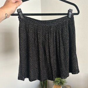 Gryphon Black and Gold Beaded Silk Mini Skirt with Pockets